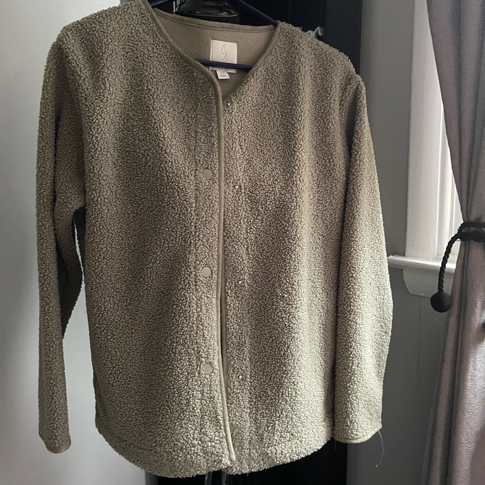 Olive button sweater jacket